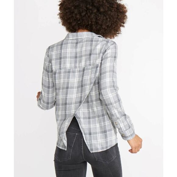 Marine Layer Meadow Plaid Button Down in Grey Size Medium - Picture 1 of 5
